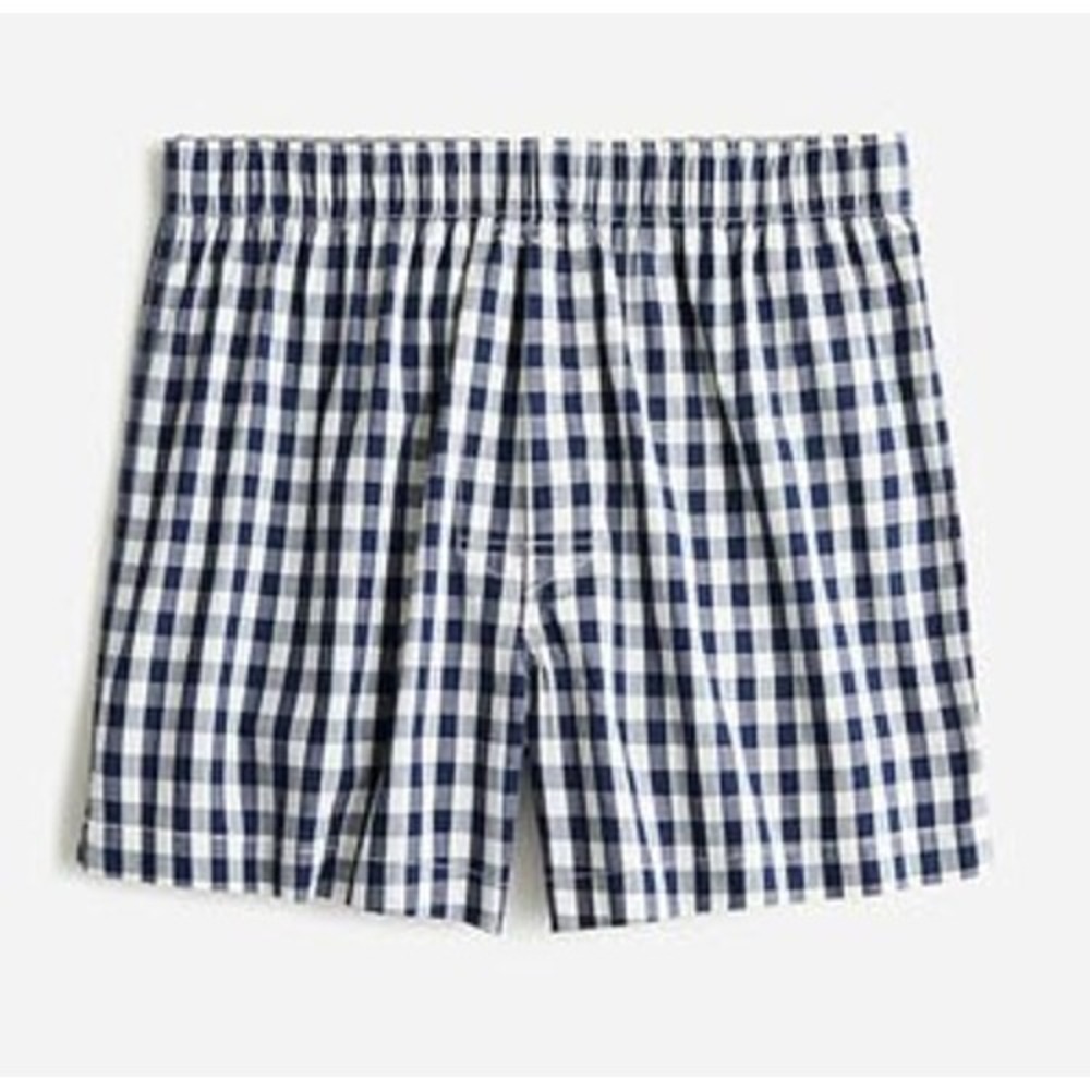 J.Crew Mens Boxer Shorts Navy White Gingham Cotton Size L New